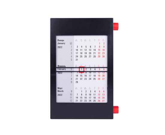 Календарь настольный на 2 года, черный с красным, 18х11 см, пластик, тампопечать, шелкография, Цвет: красный, черный