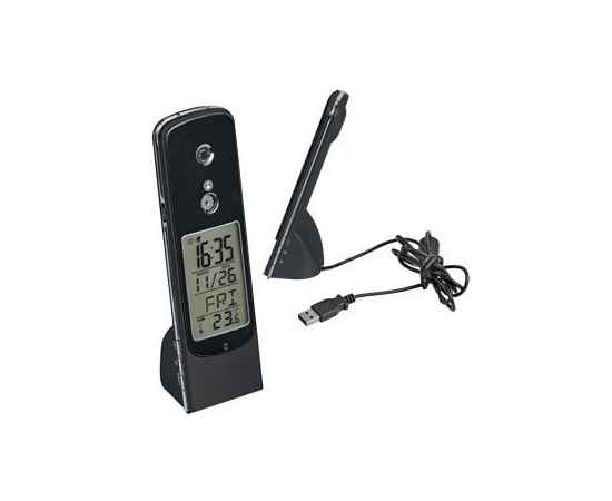 Интернет-телефон с камерой,часами, будильником и термометром, 17х5х4 см, пластик, Цвет: Чёрный