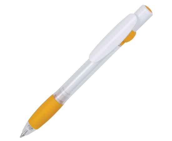 ALLEGRA SWING, ручка шариковая, желтый/белый, прозрачный корпус, белый барабанчик, пластик, Цвет: желтый, белый