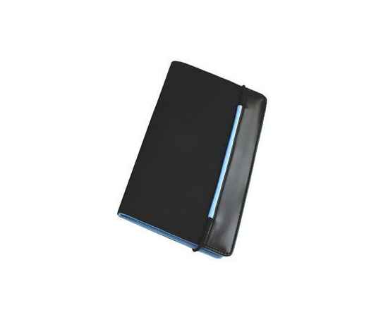 Визитница 'New Style' на резинке  (60 визиток),  черный с голубым, 19,8х12х2 см, нейлон,, Цвет: голубой, черный