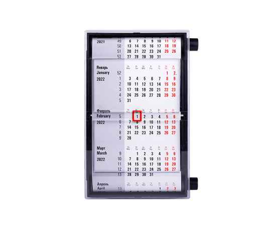 Календарь настольный на 2 года, размер 18,5*11 см, цвет- черный, пластик, Цвет: Чёрный