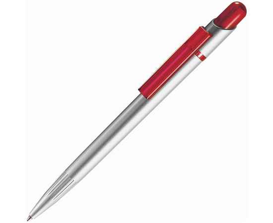 MIR SAT, ручка шариковая, прозрачный красный/серебристый, пластик, Цвет: красный, серебристый