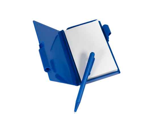 Блокнот для записей с авторучкой, синий, 10,5х7,9х1,1 см, пластик, тампопечать, Цвет: синий