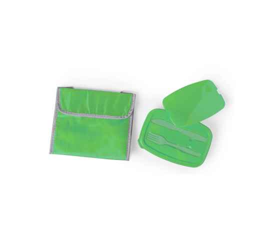 Набор термосумка и ланч-бокс PARLIK, зеленый, 26 x 22 x 18 cm, полиэстер 210D, Цвет: зеленый, Размер: 26 x 22 x 18 cm