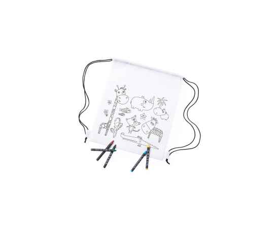 Рюкзак для раскрашивания WIZZY с восковыми мелками (5шт), 25х30см, нетканый материал, Цвет: белый