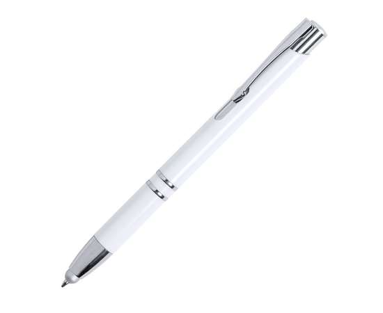 Шариковая ручка со стилусом TOPEN, белый, антибактериальный пластик, Цвет: белый