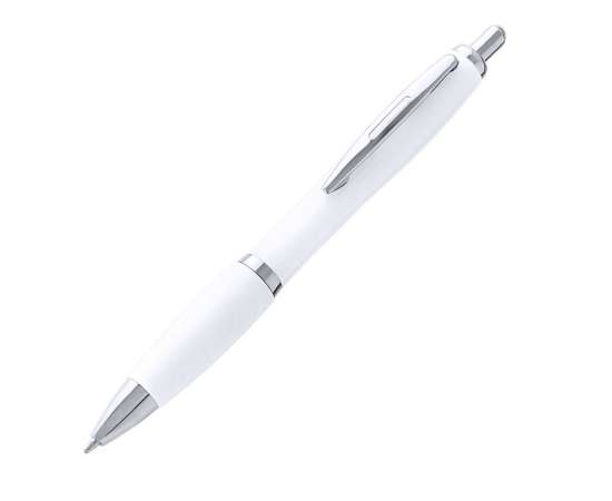Ручка шариковая FLOM, белый, антибактериальный пластик, 14 см, Цвет: белый