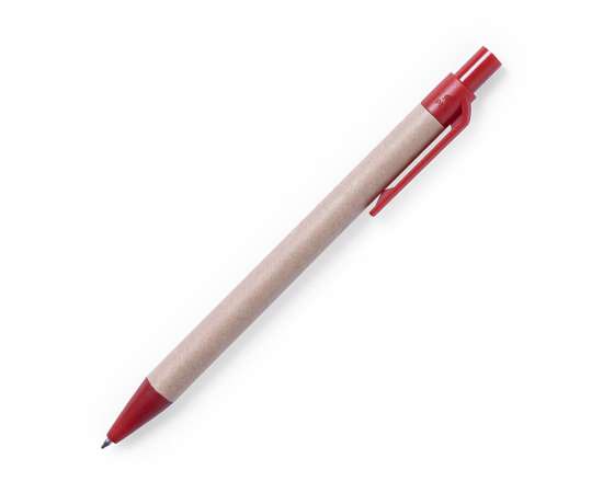 Ручка шариковая VATUM, красный, переработанный картон, PLA-полимолочная кислота, 13,7 см, Цвет: красный