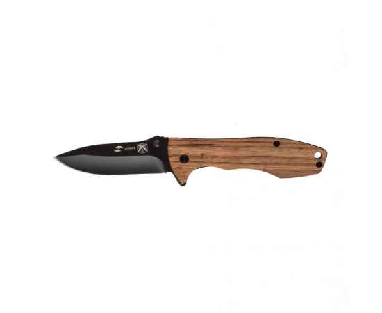 Нож складной Stinger, 80 мм, (чёрный), материал рукояти: сталь/эбеновое дерево (коричневый)