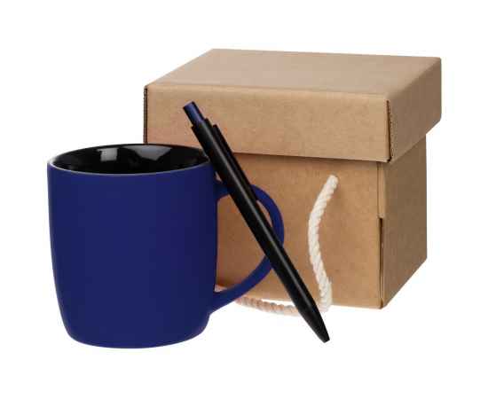 Набор Color Block: кружка и ручка, синий с черный, Цвет: черный, синий