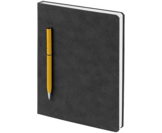 Ежедневник Magnet Chrome с ручкой, серый с желтым, Цвет: желтый, серый