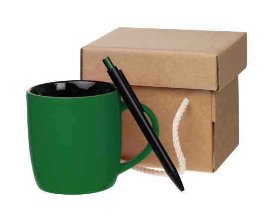 Набор Color Block: кружка и ручка, зеленый с черным, Цвет: черный, зеленый