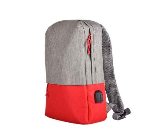 Рюкзак 'Beam', серый/красный, 44х30х10 см, ткань верха: 100% полиамид, подкладка: 100% полиэстер, Цвет: серый, красный, Размер: 40*30*10 см