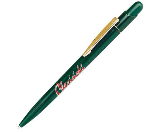 MIR, ручка шариковая с золотистым клипом, зеленый, пластик/металл, Цвет: зеленый, золотистый