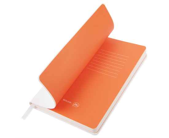 Бизнес-блокнот FUNKY SNOW, 130*210 мм, белый с оранжевым форзацем, мягкая обложка, блок в точку, Цвет: белый, оранжевый