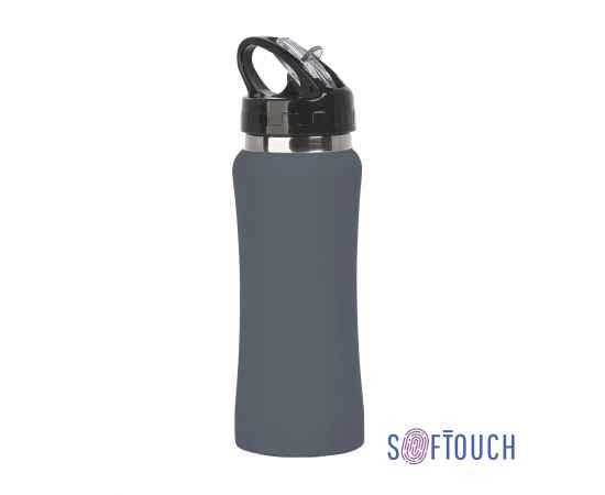 Бутылка для воды 'Индиана' 600 мл, покрытие soft touch, серый, Цвет: серый