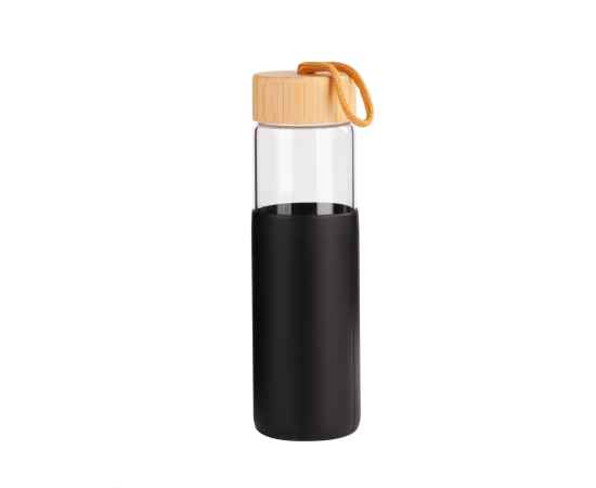 Бутылка для воды 'Wellness' 600 мл в силиконовом чехле, черный, Цвет: черный