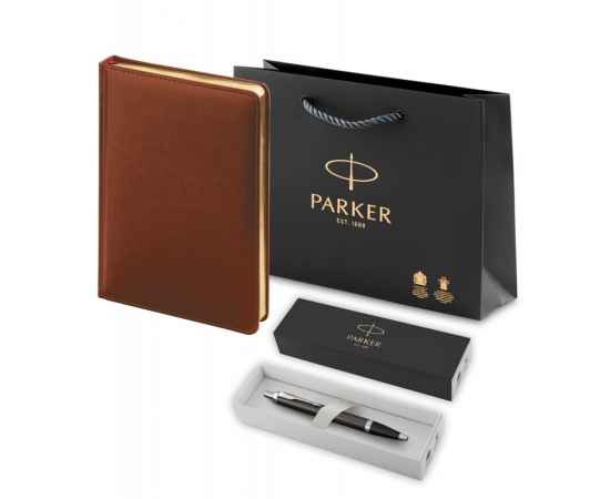 Подарочный набор: Шариковая ручка Parker IM Metal Core Dark Espresso CT и Ежедневник недатированный А5 коричневый