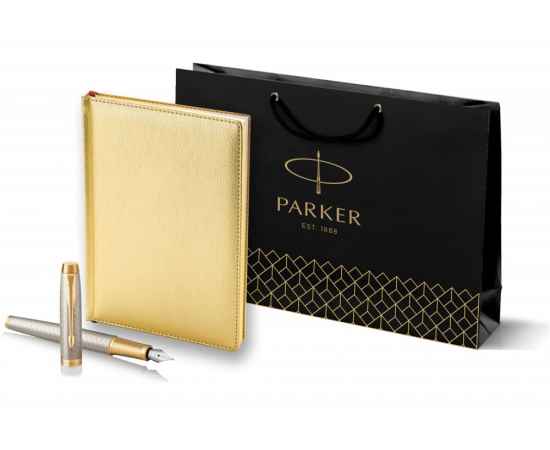 Подарочный набор Parker: ежедневник, ручка перьевая Parker IM Premium Warm Silver Grey GT, цвет чернил синий