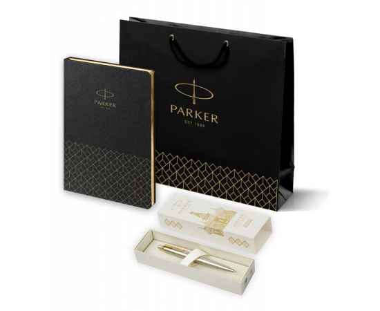 Подарочный набор: Шариковая ручка Parker Jotter Russia SE, цвет: St. Steel GT и Ежедневник  недатированный, чёрный