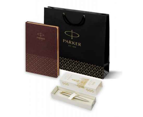 Подарочный набор: Шариковая ручка Parker Jotter Russia SE, цвет: St. Steel GT и Ежедневник  недатированный, коричневый