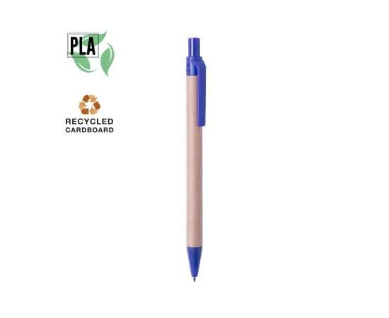 Ручка шариковая VATUM, синий, переработанный картон, PLA-полимолочная кислота, 13,7 см, Цвет: синий, изображение 2