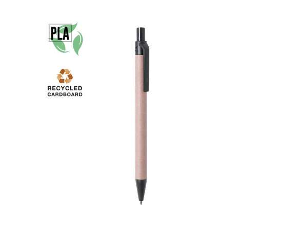 Ручка шариковая VATUM, черный, переработанный картон, PLA-полимолочная кислота, 13,7 см, Цвет: Чёрный, изображение 2