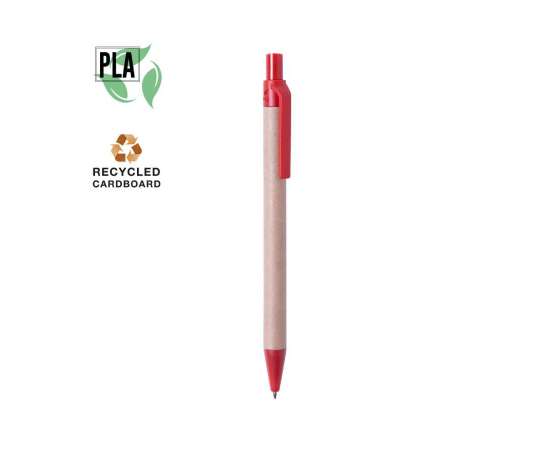 Ручка шариковая VATUM, красный, переработанный картон, PLA-полимолочная кислота, 13,7 см, Цвет: красный, изображение 2