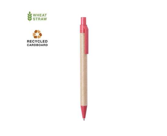 Ручка шариковая DESOK, красный, переработанный картон, пшеничная солома, ABS пластик, 13,7 см, Цвет: красный, изображение 2