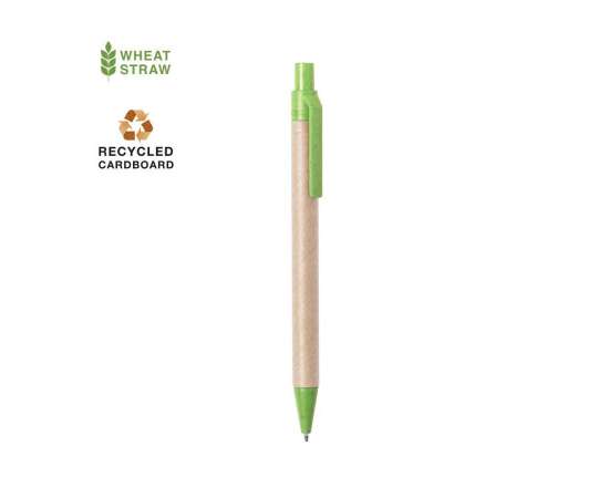 Ручка шариковая DESOK, зеленый, переработанный картон, пшеничная солома, ABS пластик, 13,7 см, Цвет: зеленый, изображение 2