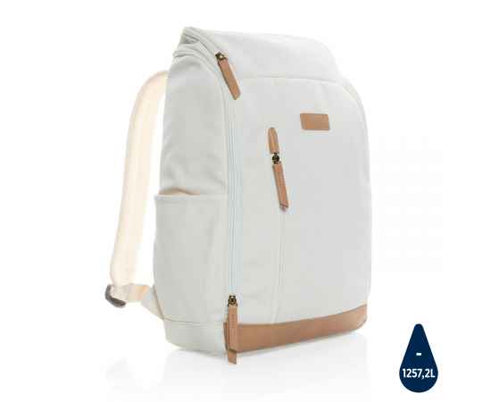 Рюкзак для ноутбука Impact из переработанного канваса AWARE™, 15', Кремовый, Цвет: белый, Размер: Длина 30 см., ширина 12,5 см., высота 46 см.