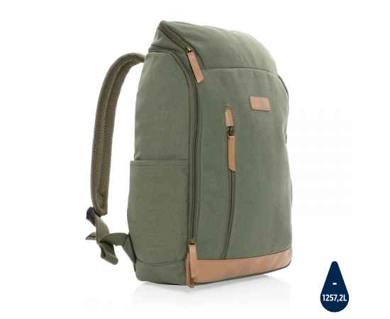 Рюкзак для ноутбука Impact из переработанного канваса AWARE™, 15', Зеленый, Цвет: зеленый, Размер: Длина 30 см., ширина 12,5 см., высота 46 см.