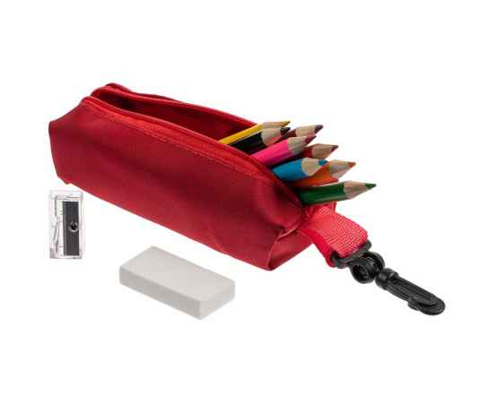 Набор Hobby с цветными карандашами, ластиком и точилкой, красный, Цвет: красный