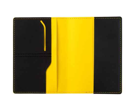 Обложка для паспорта Multimo, черная с желтым, Цвет: черный, желтый