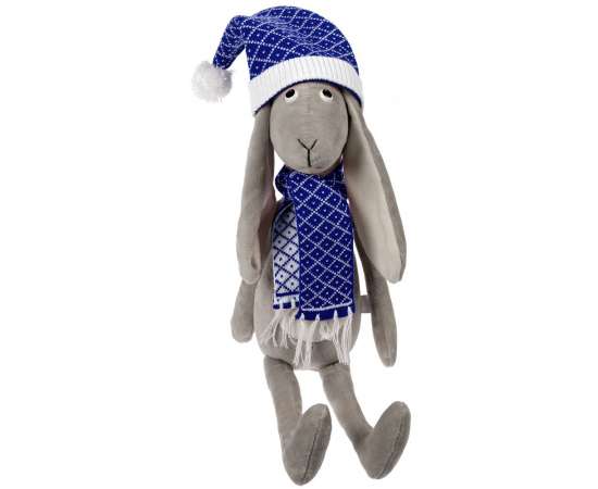 Мягкая игрушка Smart Bunny, в синем шарфике и шапочке, Цвет: синий
