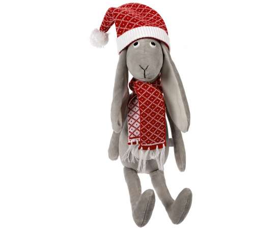 Мягкая игрушка Smart Bunny, в красном шарфике и шапочке, Цвет: красный