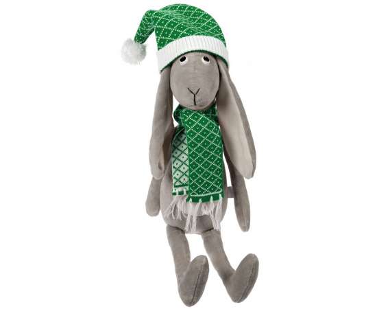 Мягкая игрушка Smart Bunny, в зеленом шарфике и шапочке, Цвет: зеленый