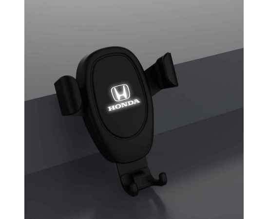 Автомобильное беспроводное (10W) зарядное устройство 'Clamp SOFTTOUCH' с подсветкой логотипа, покрытие soft touch, черный, Цвет: черный