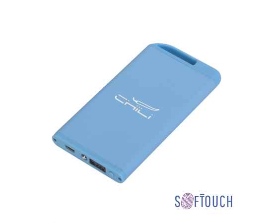 Зарядное устройство 'Theta' с фонариком, 4000 mAh, покрытие soft touch, голубой, Цвет: голубой