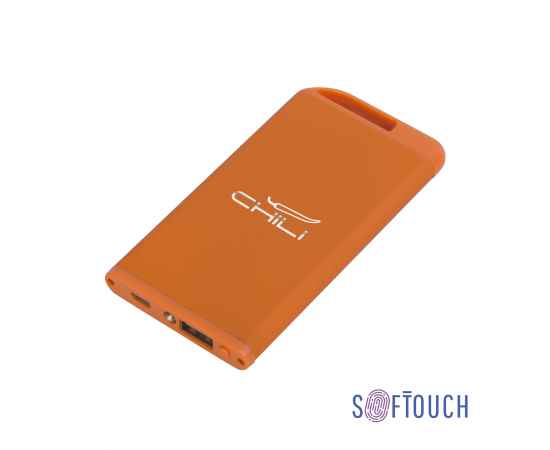Зарядное устройство 'Theta' с фонариком, 4000 mAh, покрытие soft touch, оранжевый, Цвет: оранжевый