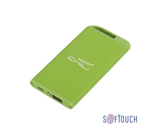 Зарядное устройство 'Theta' с фонариком, 4000 mAh, покрытие soft touch, зеленое яблоко, Цвет: зеленое яблоко