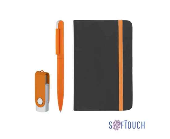 Подарочный набор 'Пьемонт', покрытие soft touch, черный с оранжевым, Цвет: черный с оранжевым