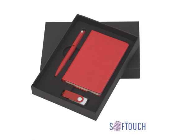 Набор подарочный 'Сорренто' с блокнотом А6, покрытие soft touch, зеленое яблоко#, красный, Цвет: красный