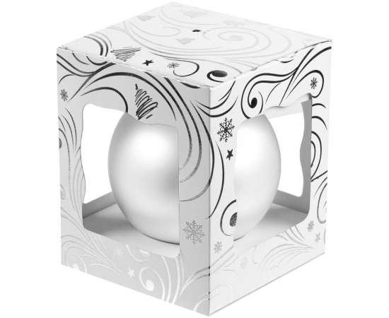 Елочный шар Gala Night Matt в коробке с тиснением, белый, 8 см, Цвет: белый, Размер: диаметр шара: 8 с, изображение 3