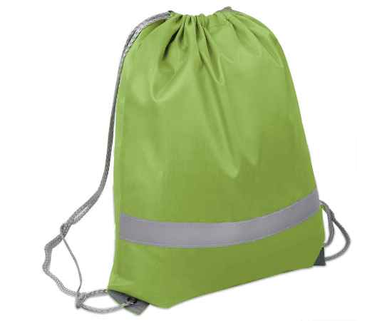 Рюкзак мешок со светоотражающей полосой RAY, зелёный, 35*41 см, полиэстер 210D, Цвет: зеленый