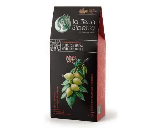 Чайный напиток со специями из серии 'La Terra Siberra' с листом ореха маньчжурского 60 гр., Цвет: черный, Размер: 8,5 x 19.3 x 4,7 см