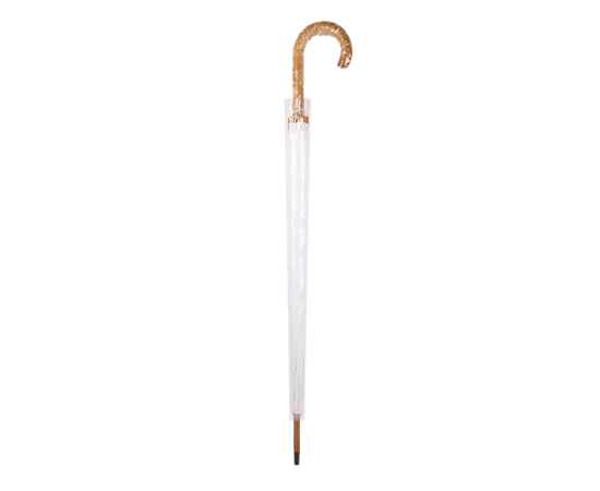 Зонт-трость с деревянной ручкой, полуавтомат, белый, D=103 см, L=90см, нейлон, Цвет: белый