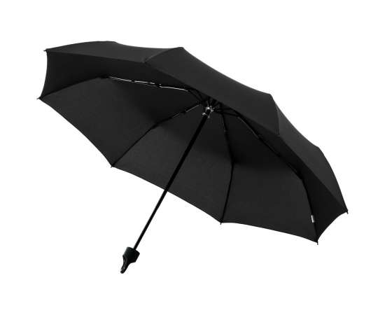 Зонт складной Clevis с ручкой-карабином, черный, Цвет: черный, Размер: длина 57 см, изображение 2
