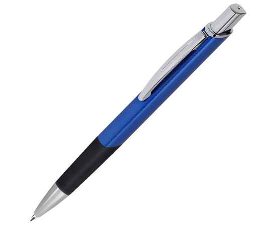 SQUARE, ручка шариковая с грипом, синий/хром, металл, Цвет: синий, серебристый