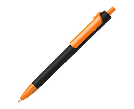 Ручка шариковая FORTE SOFT BLACK, черный/оранжевый, пластик, покрытие soft touch, Цвет: черный, оранжевый